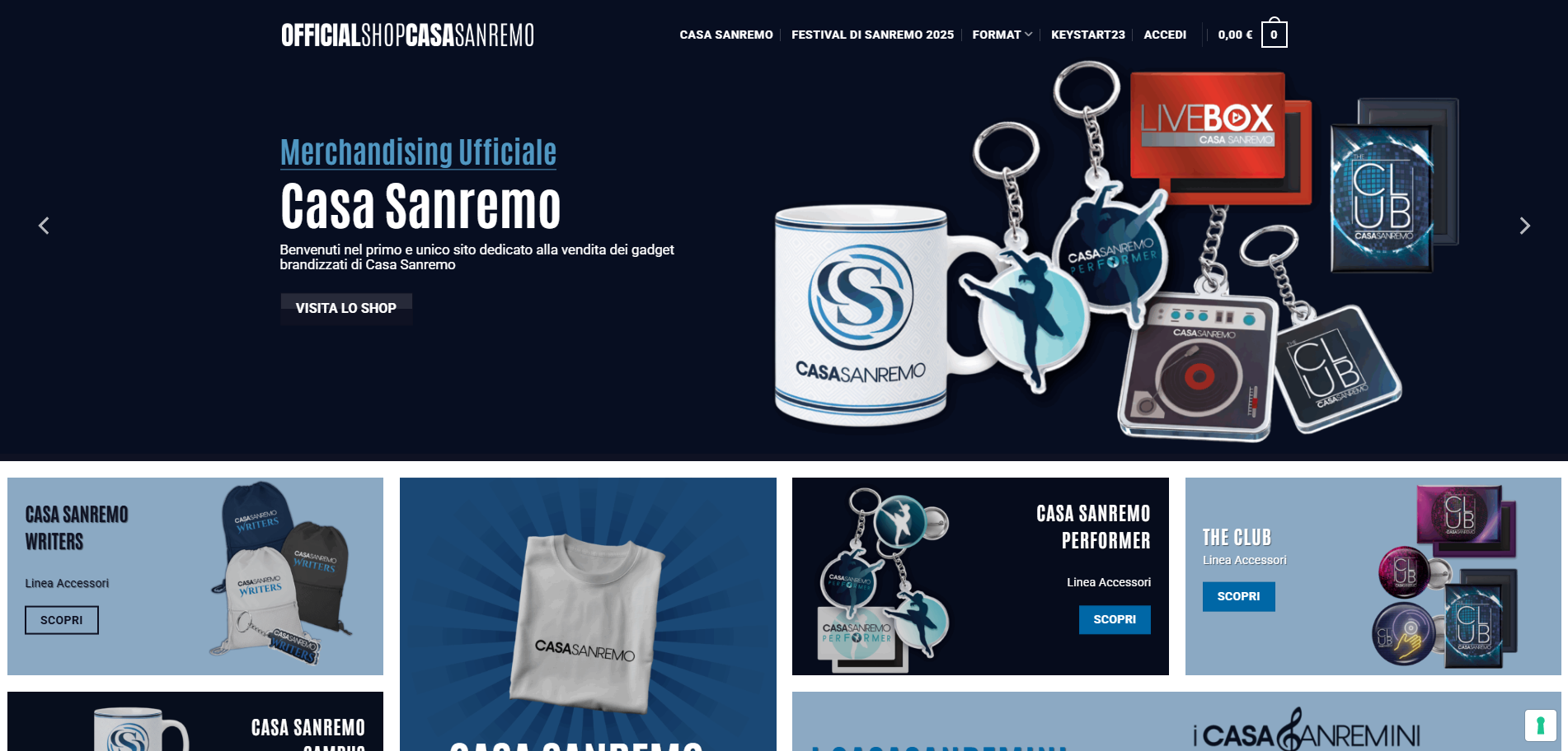 Official Shop Casa Sanremo — merchandising ufficiale